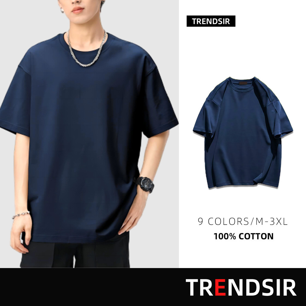 TrendSir พร้อมส่ง เสื้อยืด oversize เสื้อยืดผ้าคอตตอน สำหรับชายและหญิง 9สี M-3XL 100% Cotton