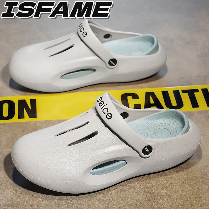 ISFAME รองเท้าแตะ EVA พื้นนิ่ม แบบหนา สวมใส่สบาย เหมาะกับเดินชายหาด แฟชั่นคู่รัก สไตล์เกาหลี สําหรับผู้ชาย