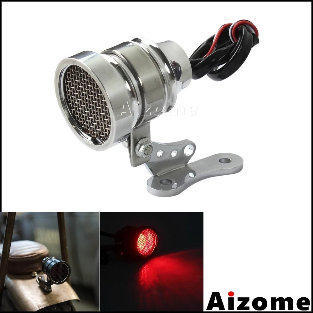 AI Universal Motorcycle Custom Retro Tail Light Cafe Racer Vintage Taillight Mesh Grill Brake Stop L