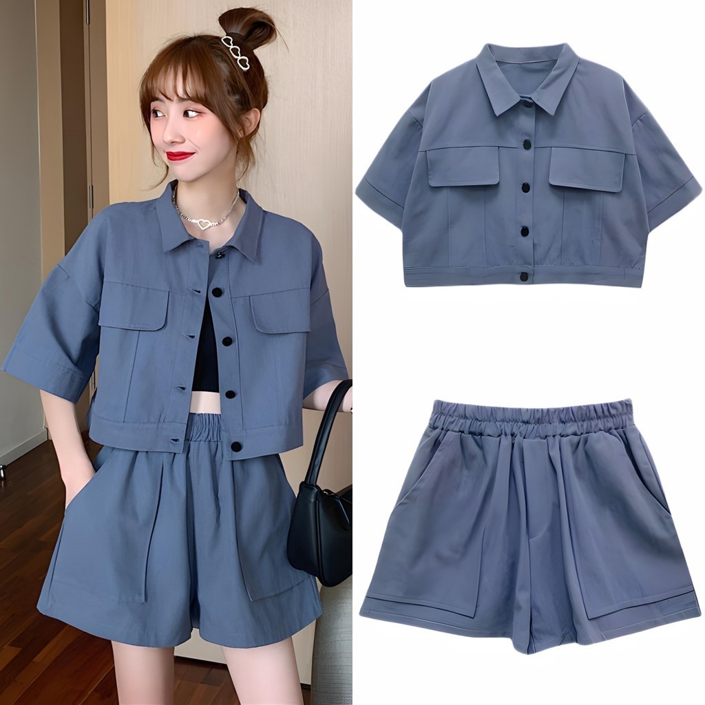 Suysuy พร้อมส่ง ชุดเซ็ท แขนสั้นขาสั้น 2ส่วนแยกกัน เสื้อผ้าแฟชั่น สไตล์เกาหลี