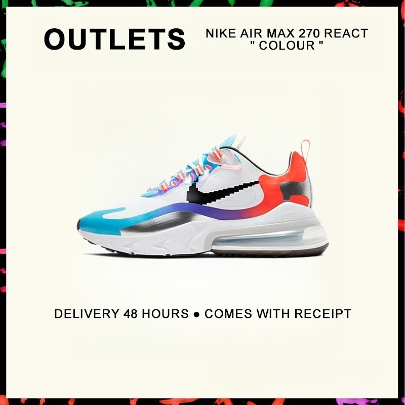Nike Air Max 270 react "Colour" รองเท้ากีฬา รับประกัน 1 ปี dc0833-101