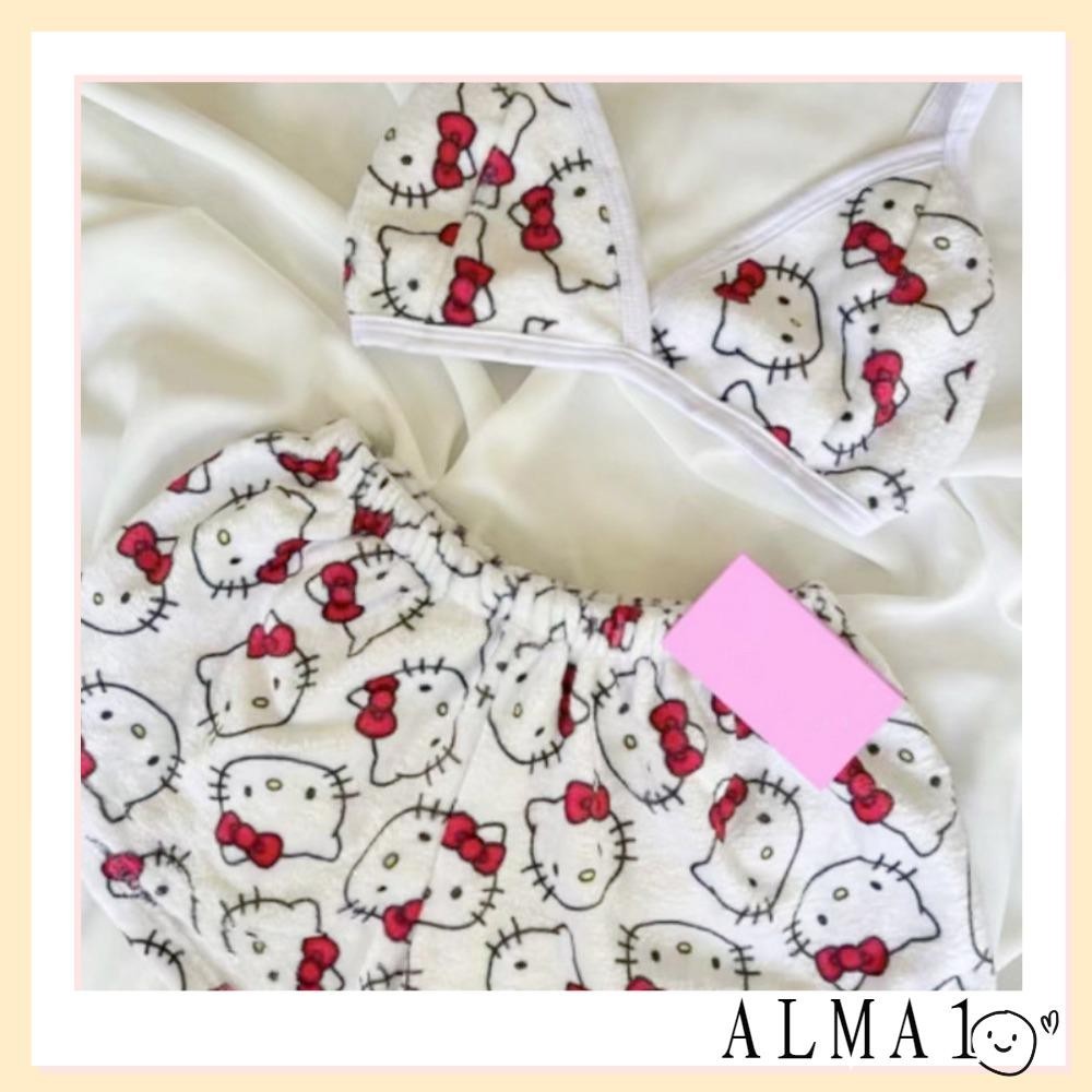 Alma Home Wear, Sanrio ชุดนอนสุภาพสตรีหลวมสองชิ ้ น, สบาย Hello Kitty การ ์ ตูน Kawaii Beachwear สําหรับผู ้ หญิง