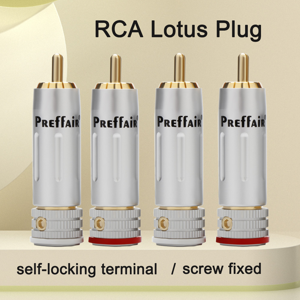 4pcs HiFi RCA Lotus plug สกรูคงที ่ แจ ็ ค self-locking terminal ปลั ๊ กสายสัญญาณเสียง AV ซ ่ อมหัว Fever เกรด sameas furutech RCA