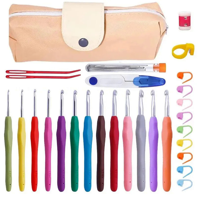 KRABALL 38PCS Crochet Hooks Set Knitting Needles for Yarn Hook Crochet Hook Ergonomic Set Weave Knit