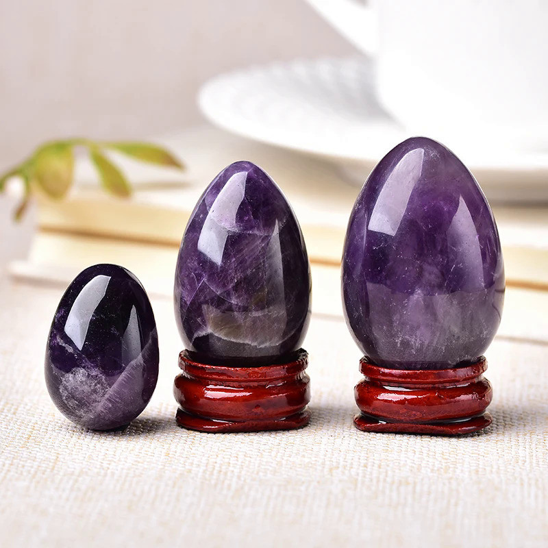 Amethyst Egg Crystal Quartz Reiki Ornament Natural Stone Healing Quartz Home Decorative energy stone