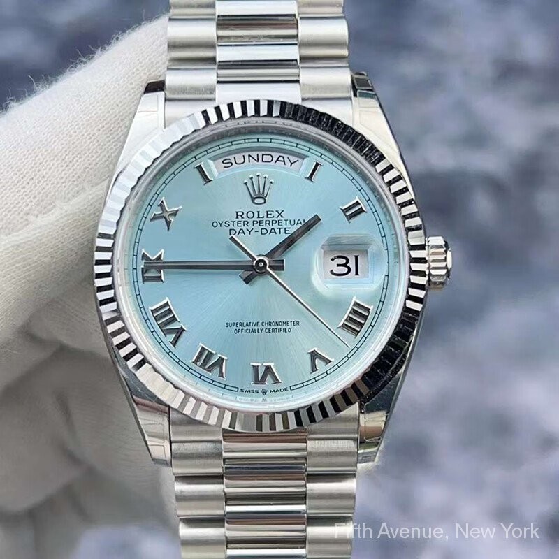 ซีรีส ์ ปฏิทินวันอาทิตย ์ Rx128236- 0008 Ice Blue DD Roman Scale Men Women Same Style Automatic Mechanical Watch