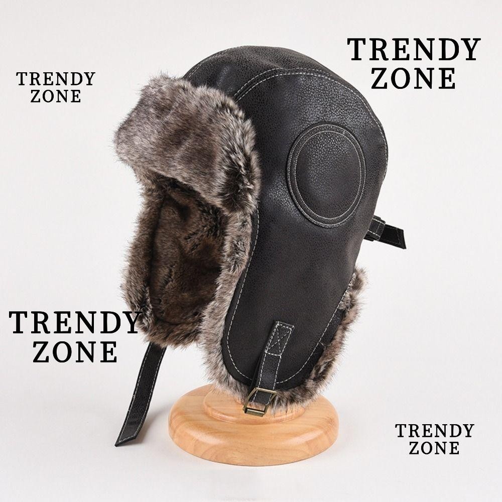 Trendysone หมวกดักเปอร์ฤดูหนาว, อุปกรณ์ป้องกันหูขนเทียมมีสกี Ushanka, ผู้หญิงผู้ชายหนัง Thicken Warm