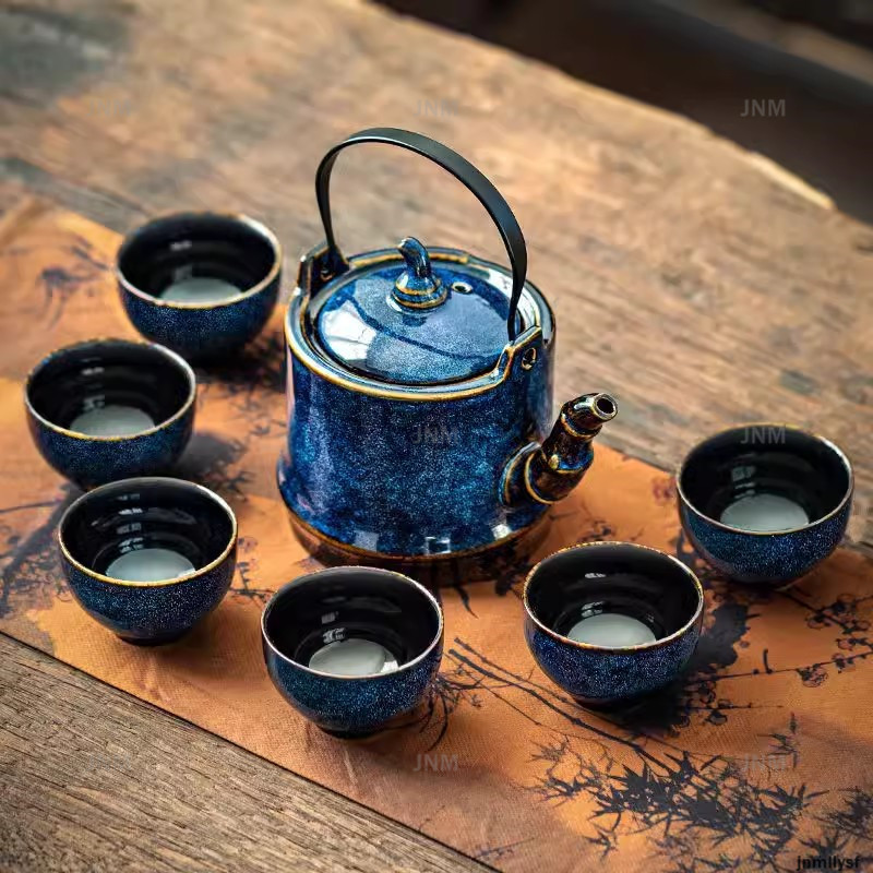 1 ชุดกาน ้ ําชาเซรามิคชุด Kung Fu Teaware กาน ้ ําชาจีนชุดชาแบบดั ้ งเดิมชุดกาต ้ มน ้ ํายก Beam กาน ้ ําชาเซรามิค