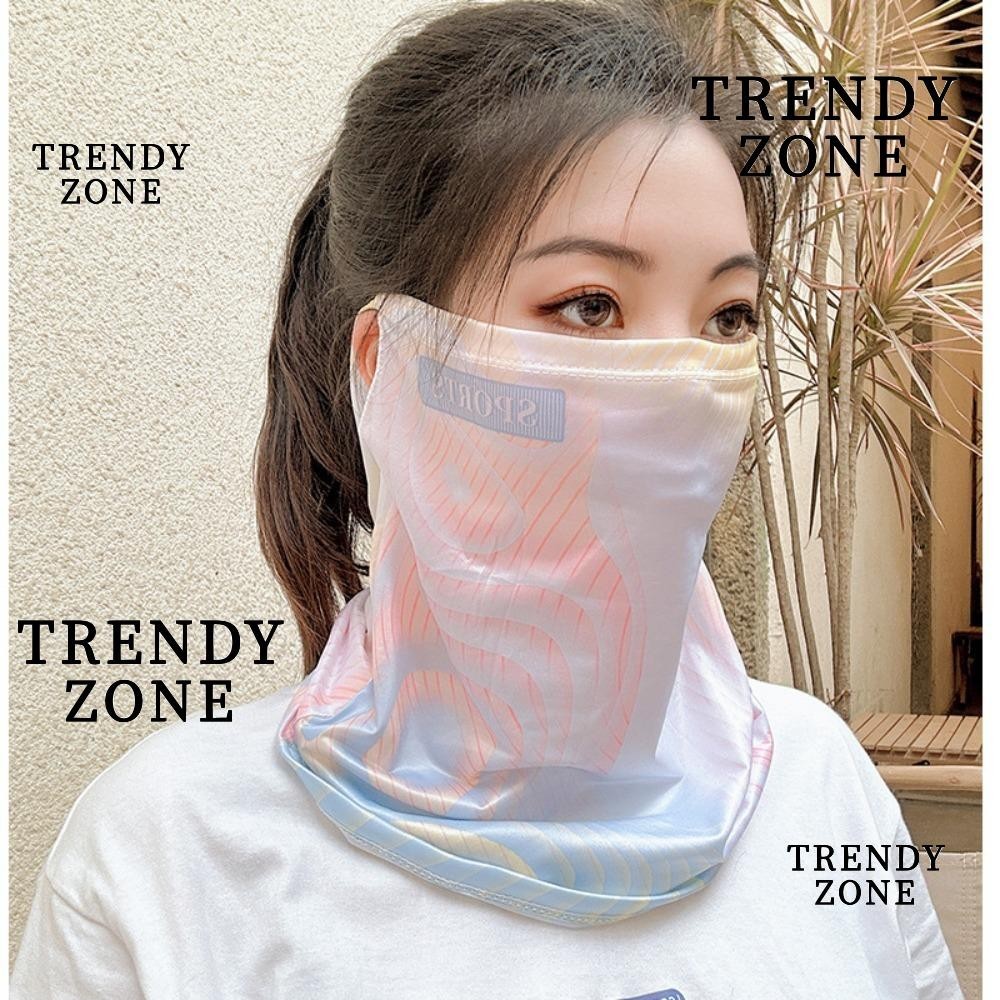 Trendyzone ผ้าไหมน้ําแข็งระบายอากาศครีมกันแดด Face คอป้องกัน Anti-UV หูสายไฟ Face Cover แขนฤดูร้อน UPF50+