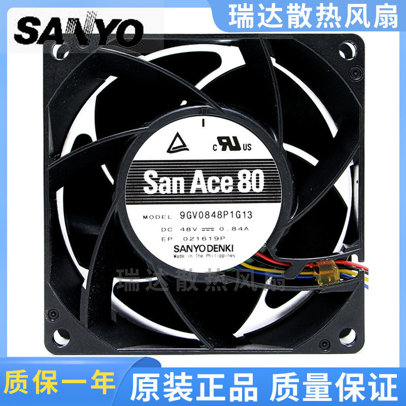 Original Sanyo 9GV0848P1G13 48V 0.84A 8038 8CM Denvers Inverter พัดลมระบายความร้อน