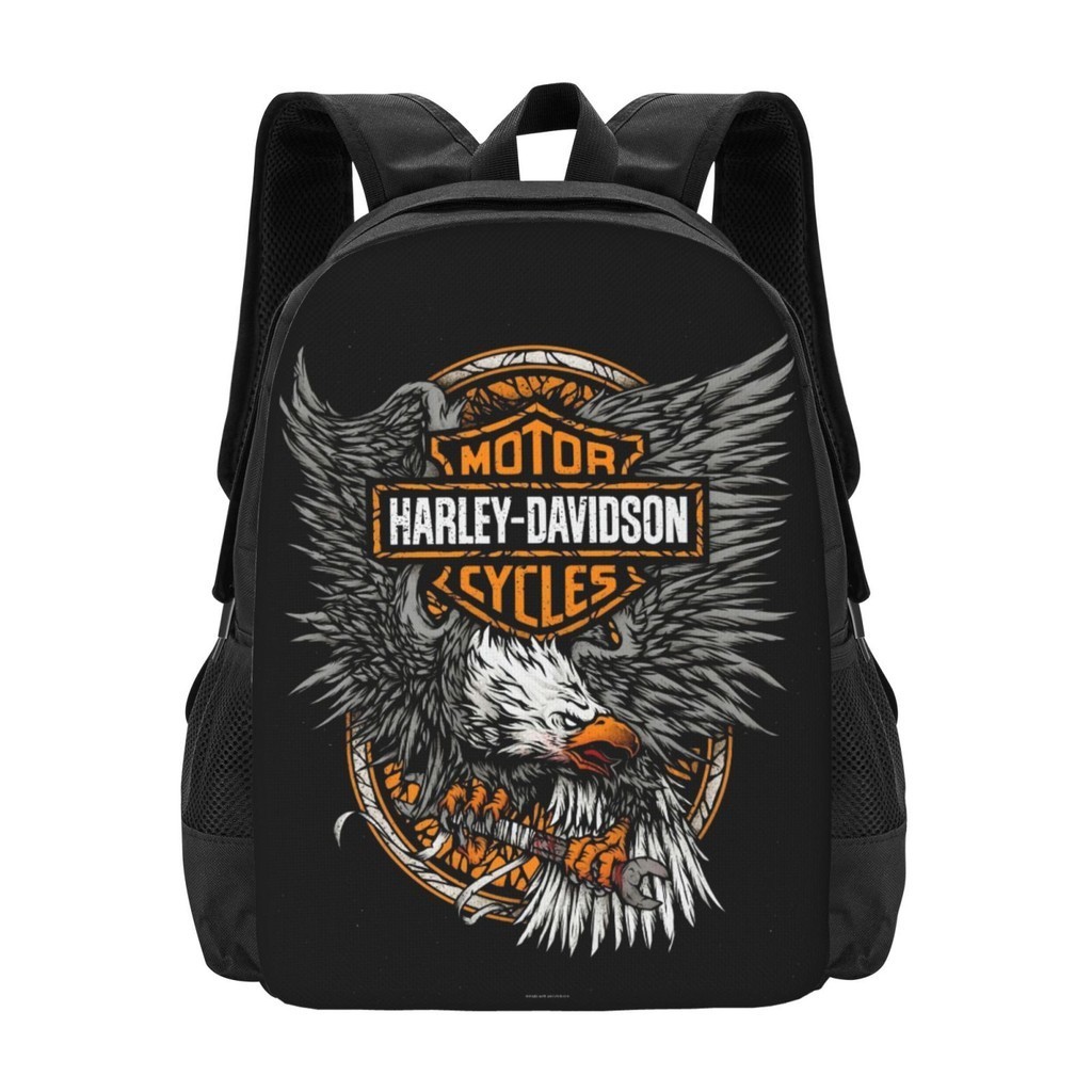 Harley Davidson กระเป๋าเป้สะพายหลังลําลองสําหรับผู้ใหญ่ใหม่ กระเป๋านักเรียน กระเป๋าเป้ความจุขนาดใหญ่