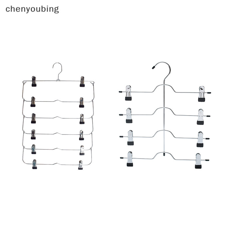 [chenyoubing] กระโปรง 6 ชั้นกางเกงกางเกงขาสั้นไม้แขวนเสื้อประหยัดพื้นที่ไม่มีที่เก็บลื่นชั้นวางกระโปรงโลหะ [TH]