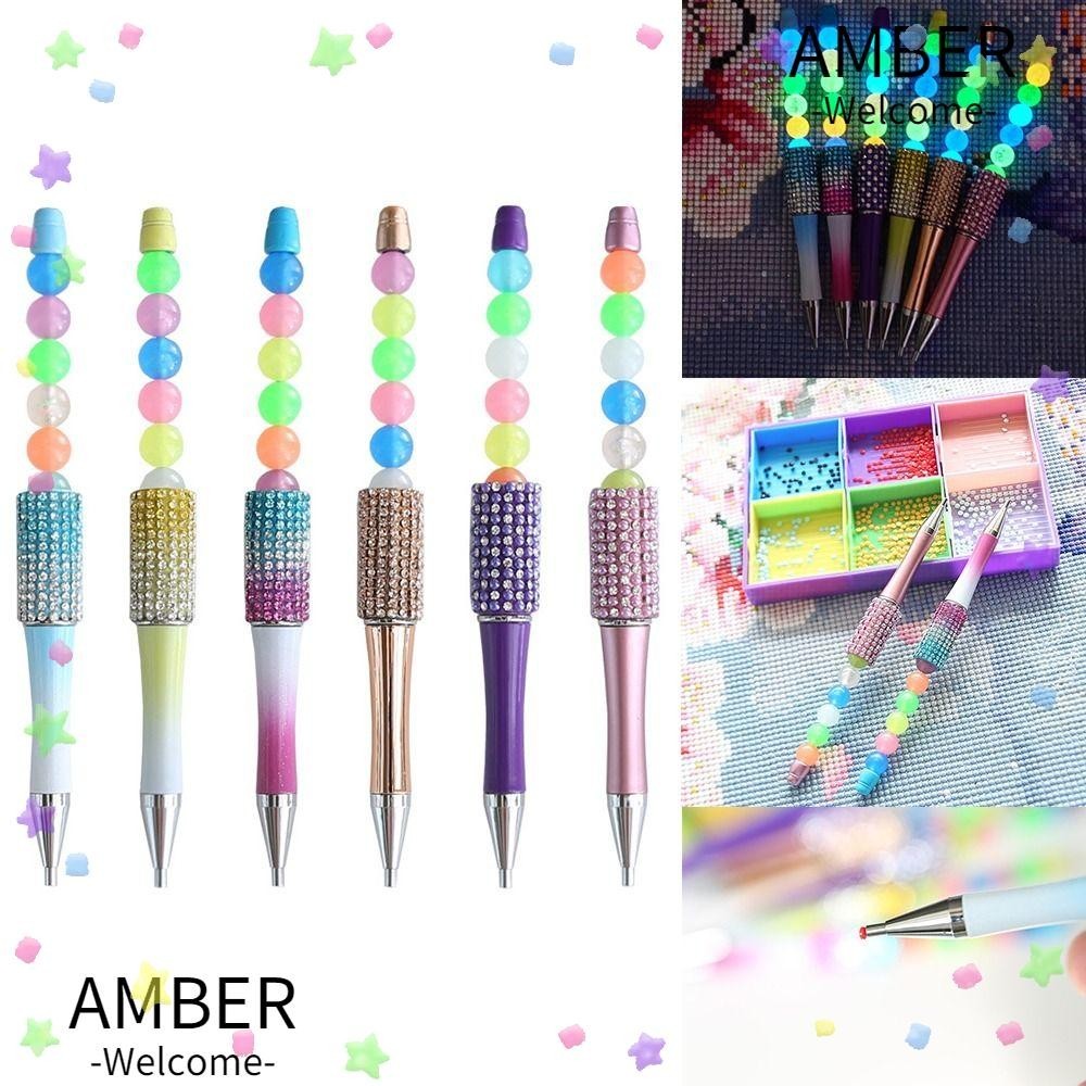 Amber Point เจาะ Pen, เย ็ บปักถักร ้ อย Cross Stitch อุปกรณ ์ เสริมเพชรภาพวาด Pen, DIY Craft พลาสติกปากกาหัว Glow in the Dark 5D เพชรภาพวาดเครื ่ องมือ