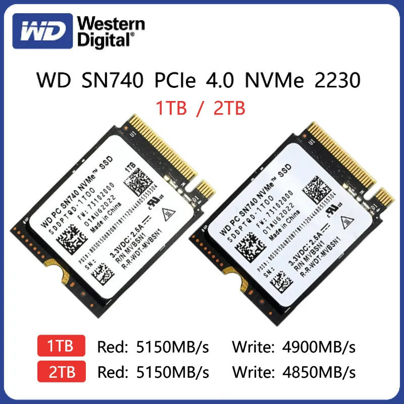 WD SSD WD SN740 512GB 1TB 2TB M.2 NVMe 2230 PCIe 4.0x4 สําหรับ Microsoft Surface ProX แล็ปท็อป 512G 