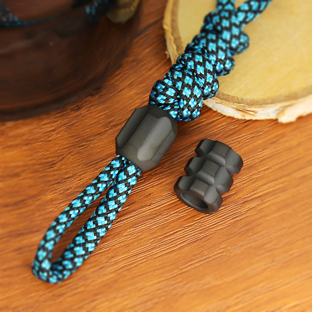 Cnedc สีดํา A &C Paracord ไทเทเนียมลูกปัดร ่ มเชือกพวงกุญแจสร ้ อยข ้ อมือ DIY ลูกปัด