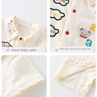 ฤดูร้อนใหม่คุณภาพสูงเด็กทารกและเด็กผู้หญิงแขนสั้น Onesie Super หล่อโปโลสไตล์เกาหลีการ์ตูนหมี Romper