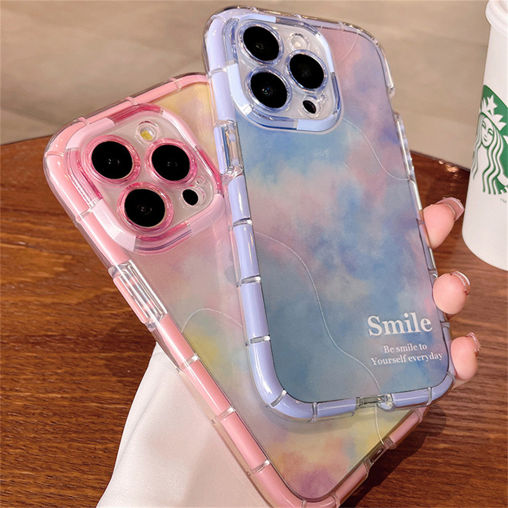 Ins Watercolor Firework กรอบเรืองแสงคริสตัลใสเคสโทรศัพท์สําหรับ IPhone 15 14 13 12 11 Pro Max กันชนฝุ่น Soft TPU ปกหลัง