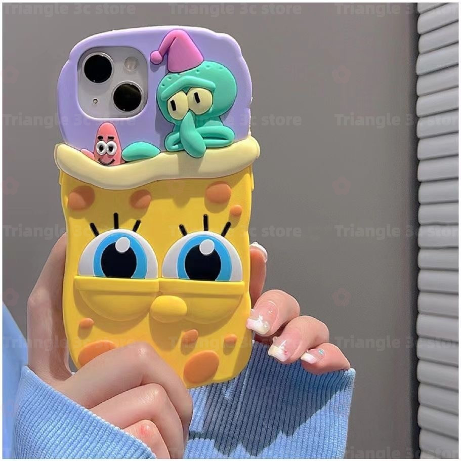 เหมาะสําหรับ iPhone14 pro max เคสโทรศัพท ์ น ่ ารัก SpongeBob SquarePants Octopus Brother iPhone13promaxiPhone12 เคสโทรศัพท ์ 11 ซิลิโคน 14promax หญิง