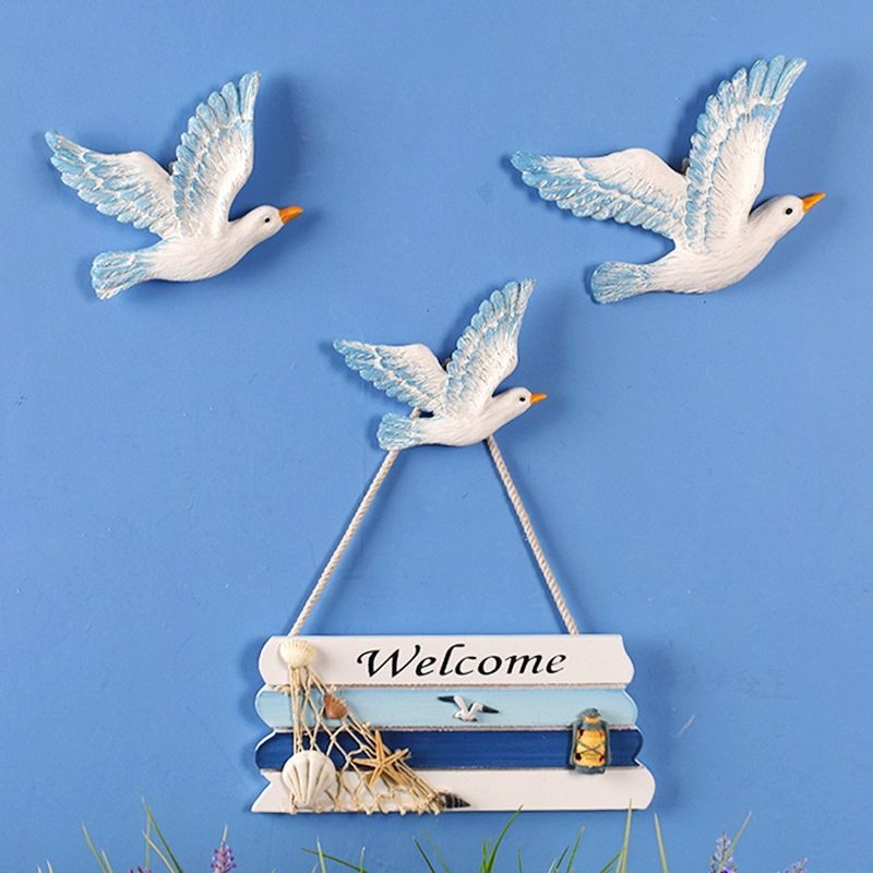 มารีน สไตล์ นกนางนวลเรซิ่นตกแต่งผนัง เครื่องประดับติดผนังสําหรับห้องนั่งเล่น ตกแต่งผนัง 3D - รูปที่ 5