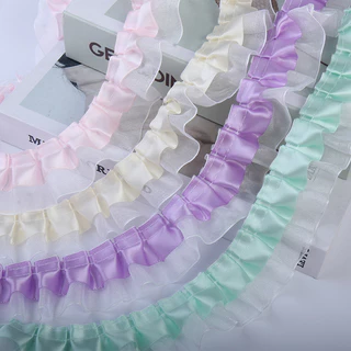 มาการอง สีเส้นด้ายคู่จีบลูกไม้สนับสนุนพัดลมอุปกรณ์เสริม ทําเอง ตุ๊กตาเสื้อผ้า โลลิต้า กระโปรงผู้ถือบัตรลูกไม้ทําด้วยมือวัสดุ