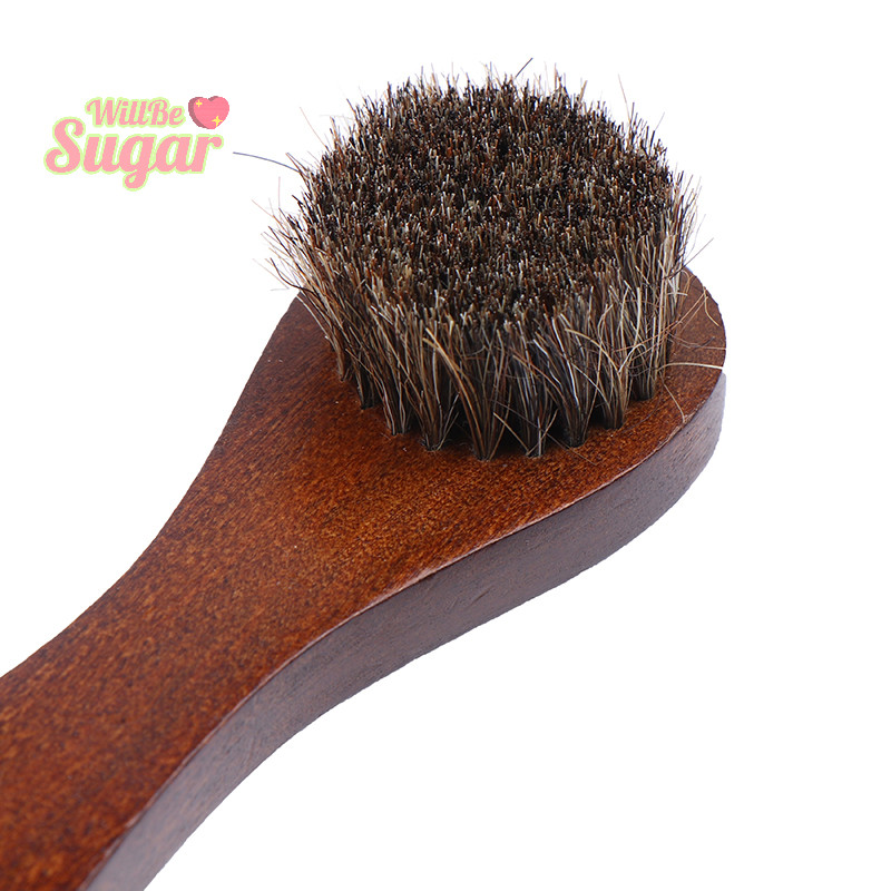 [WillBesugarT] 1pc Shoe Boot Polish Shine ทําความสะอาดกําจัดฝุ่นแปรงรองเท้าทนทานด้ามไม้ยาวแปรงขนม้า [ใหม่]