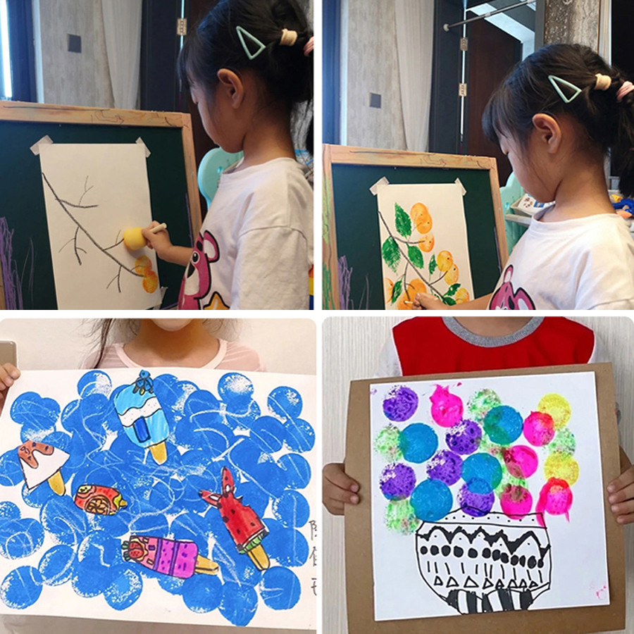 10 ชิ ้ น/ชุดฟองน ้ ําแปรงทาสีไม ้ จับทรงกลมลายดอกไม ้ ฟองน ้ ําซีลศิลปะภาพวาดเครื ่ องมือสําหรับเด ็ กนักเรียน - รูปที่ 6