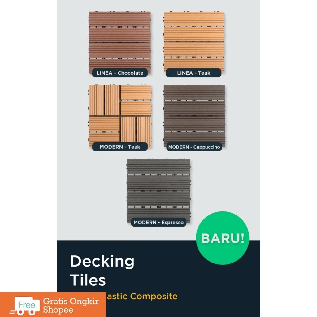 WOODEN FLOOR DECK TILE WPC DECKING TILE DIY OUTDOOR WATERPROOF
