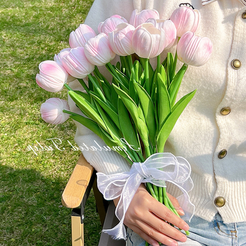 ดอกทิวลิปจําลอง คุณภาพสูง ดอกไม้ประดิษฐ์ สร้างสรรค์ DIY ดอกไม้จัดงาน เครื่องประดับตกแต่งเดสก์ทอป