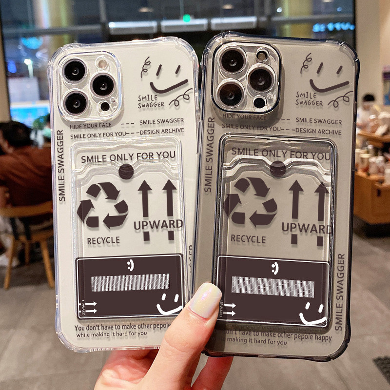 เคสโทรศัพท์ใส TPU มีช่องใส่บัตร สำหรับ iPhone 13 เคสกันกระแทก รุ่น 15/14 Pro Max/12 Pro Max/11/XS Max/XR/X/8 Plus