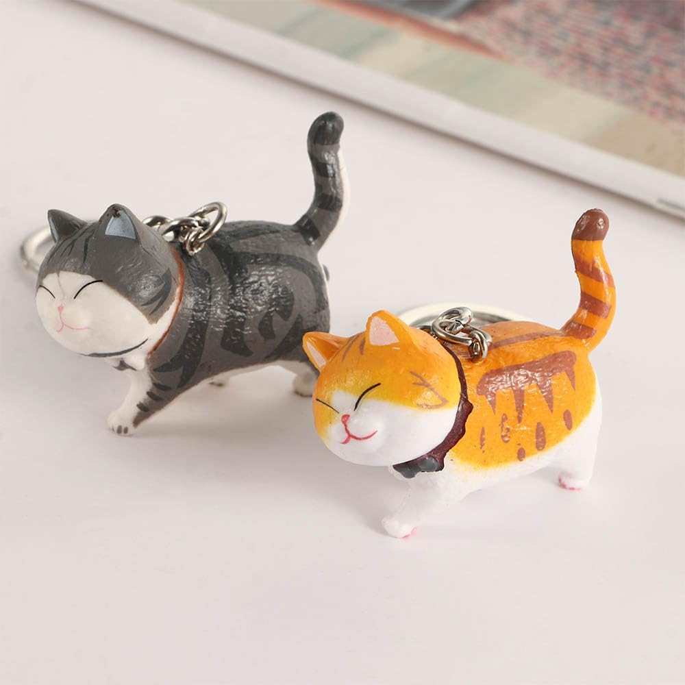 น่ารักการ์ตูนเดินแมว Key Chain Kawaii ญี่ปุ่น Bobtail ลูกแมวพวงกุญแจสัตว์น่ารักรถ Key ผู้ถือสาวกระเป๋าเป้สะพายหลังจี้ - รูปที่ 3