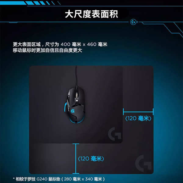 mouse pad แผ่นรองเมาส์มีไฟ Logitech G640 Mouse Pad Cloth Large G740 Pro Esports Gaming Large Smooth and Accurate FPS Shooting Moba