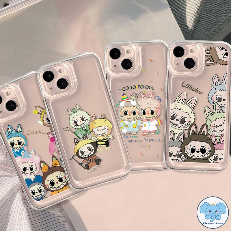 คู่รักเทรนด์การ์ตูน pop mart labubu เคสใส OPPO A16 A51 A5 A57 A5s A12 A53 A7 A3S A31 A9 A54 A76 A1K A15 A36 Reno 6 5F