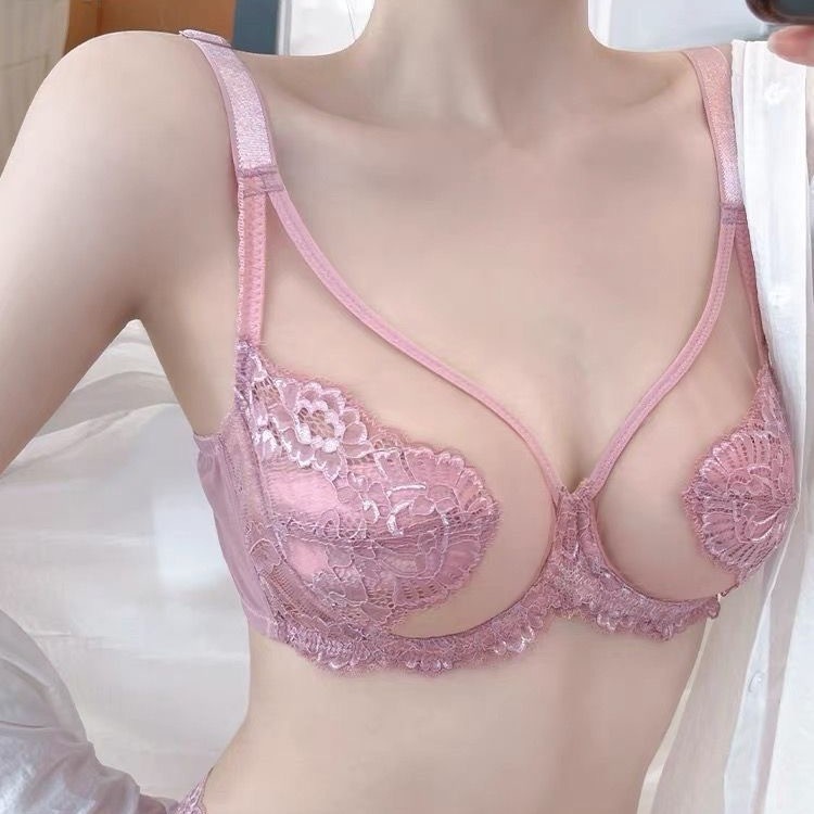 ฝรั ่ งเศสเซ ็ กซี ่ ลูกไม ้ สไตล ์ บางกรอบ Push-Up Ultra-Lightweight Breast-Receiving Anti-Sagging Bra