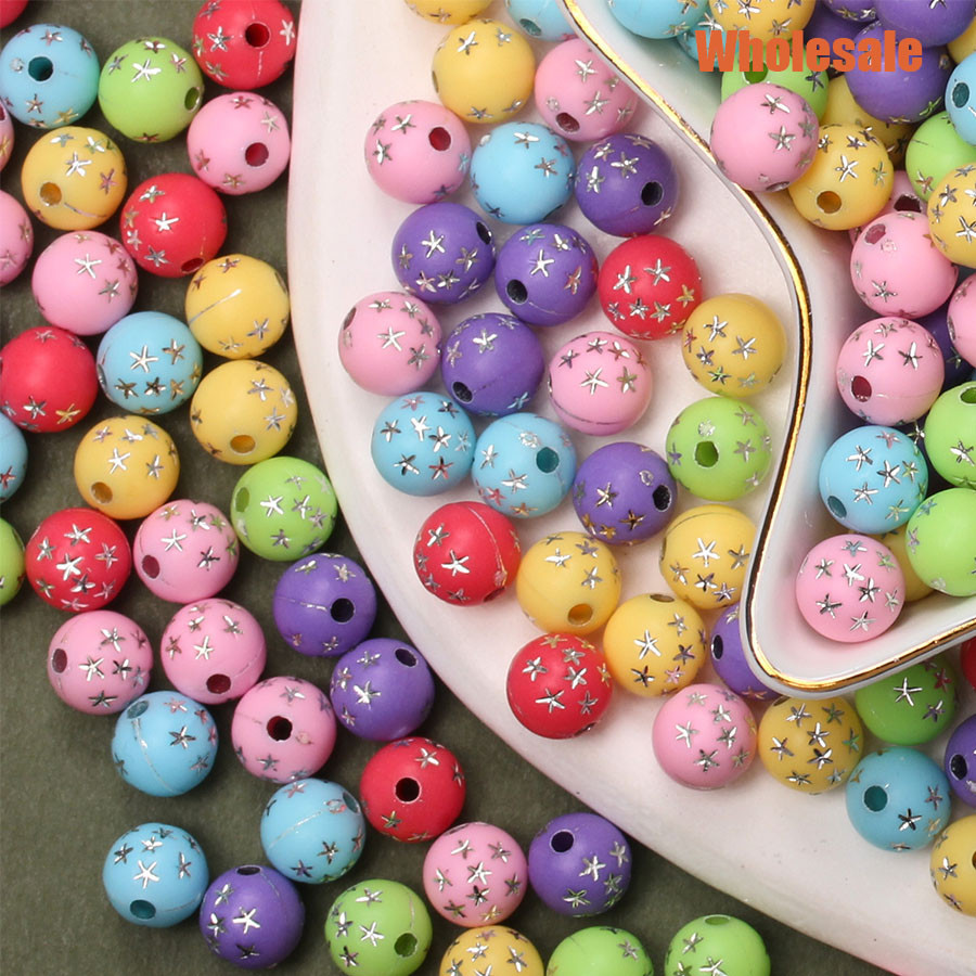 20 ชิ ้ น 7.5 มิลลิเมตร Star-Patterned อะคริลิคหลวมลูกปัดตรง DIY สําหรับรอบสร ้ อยข ้ อมือสร ้ อยคอเครื ่ องประดับทําอุปกรณ ์ เสริม
