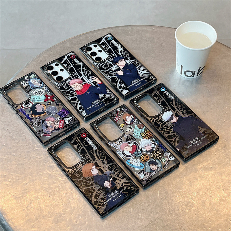 SAMSUNG Casetifyjujutsu Kaisen Itadori YujiSamsung Galaxy S24 Ultra S22 S23 Ultra S23 Plusเคสโทรศัพท์อะคริลิคความคิดสร้างสรรค์INSสไตล์ขอบสีดําโปร่งใสกันกระแทกฝาครอบป้องกัน