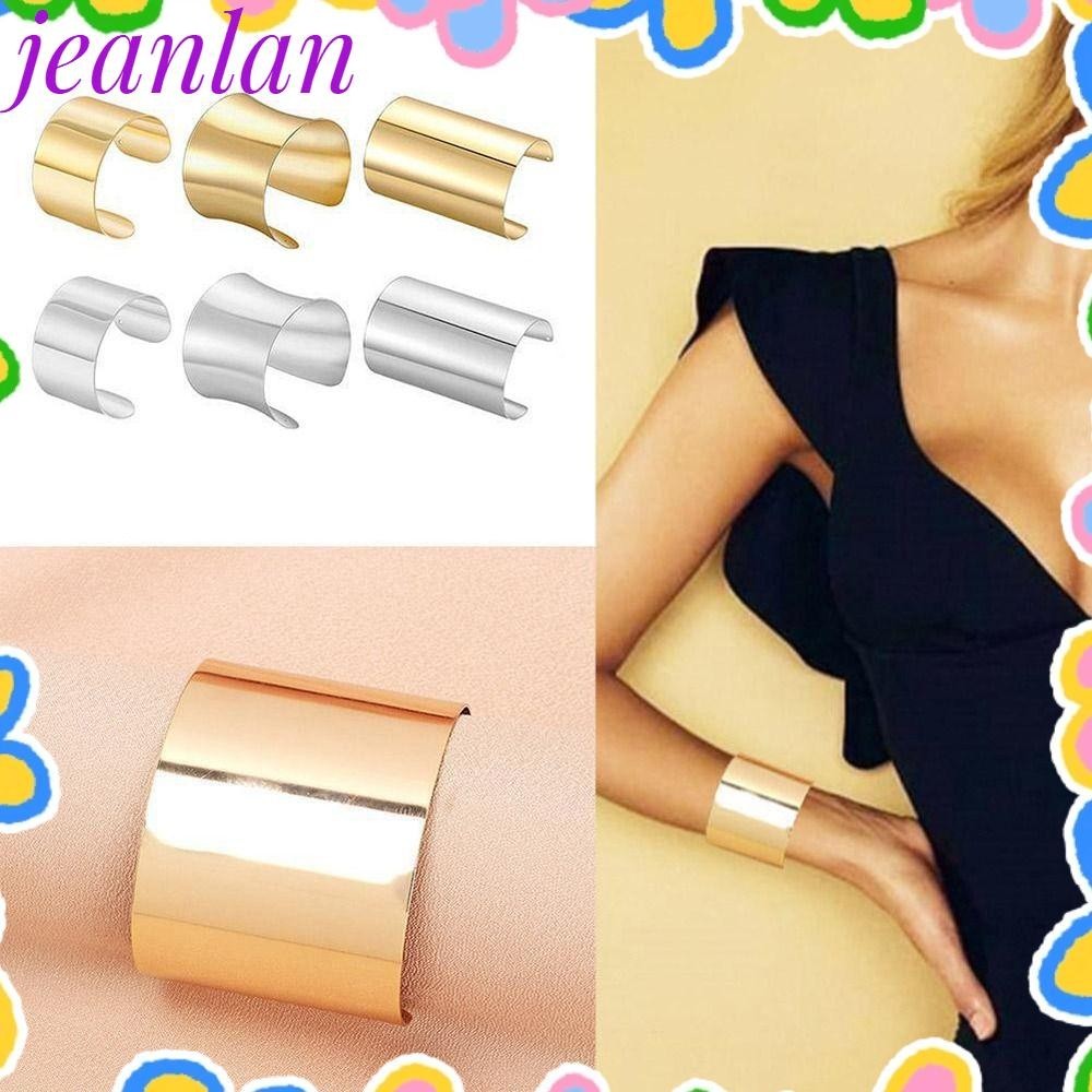 Jeanlan เปิดสร้อยข้อมือ Armlet, เรขาคณิตปรับกําไลข้อมือ, แฟชั่นทอง/เงินพื้นผิวมันวาวสร้อยข้อมือโลหะผู้หญิง
