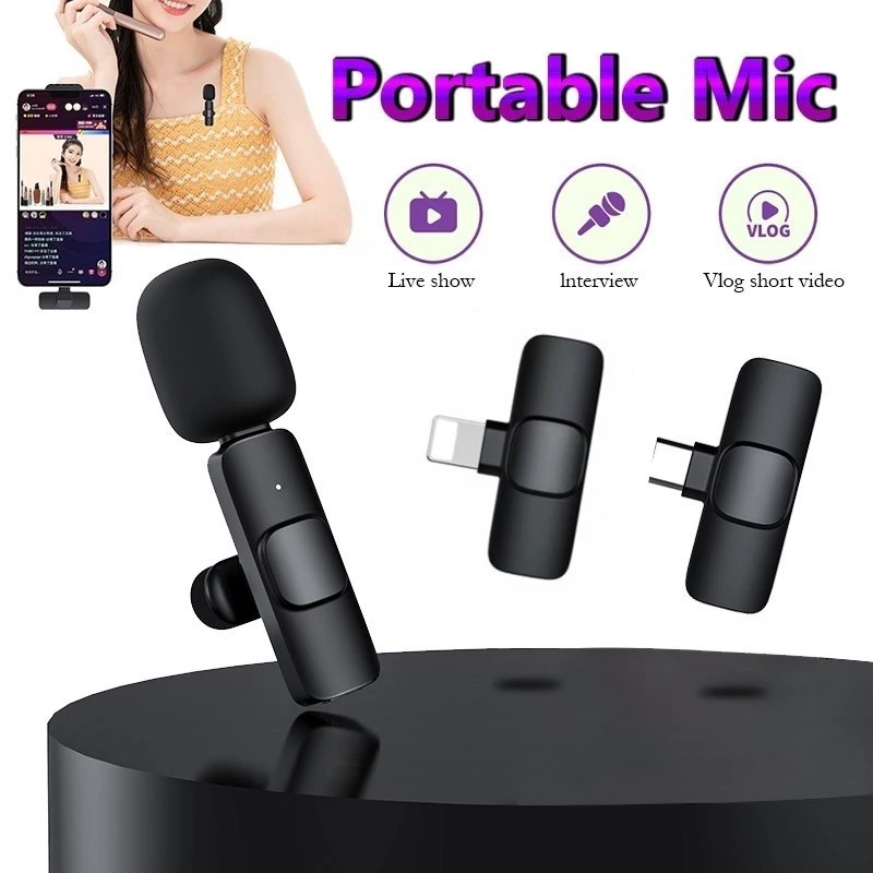K9 ไมค์โครโฟนไร้สาย Wireless Microphone ชาร์จไฟเข้ามือถือขณะใช้งานได้ ไมค์ไร้สาย หนีบปกเสื้อ ไมค์ไลฟ์สด แบบพกพา