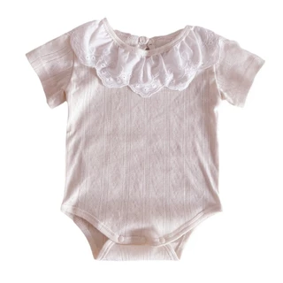 ฤดูร้อนทารกแรกเกิดเสื้อผ้าเด็กทารกชุดบอดี้สูทแขนสั้นลูกไม้ Ruffled Collar เด็กทารก รอมเปอร์เด็กผู้หญิง 0-24 เดือน
