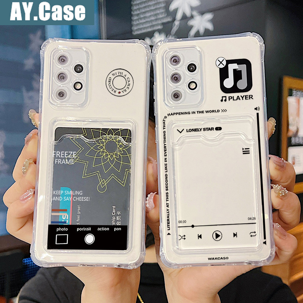 COD กล่องใส่บัตร Compatible For Samsung S24 S23 A54 A55 A05 A12 S22 A35 A52s A14 A73 Ultra 5G เคสซิลิโคนใส่บัตร