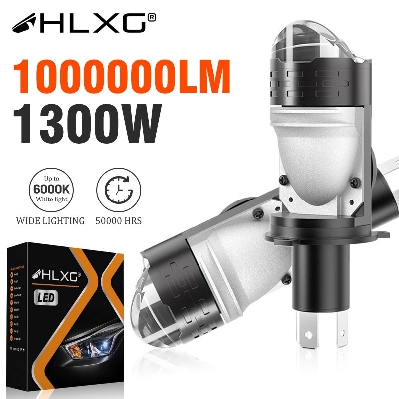 โปรเจคเตอร์ H4 Led Mini Lens Bi Led Lens 1000000Lm 1300W หลอดไฟหน้า 1:1 Plug Play 9002 HB2 H4 Led Projectot เลนส์ไฟตัดหมอก