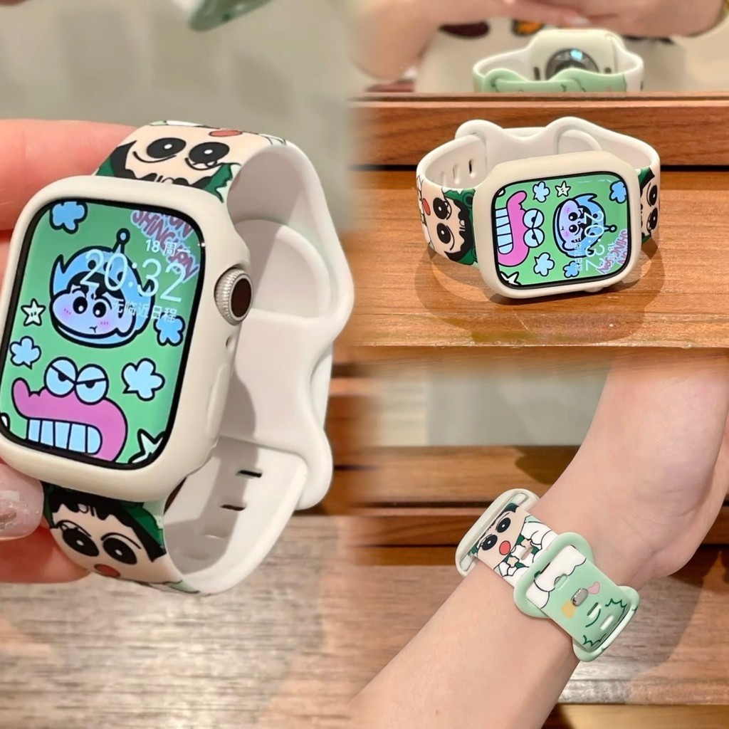 สายนาฬิกาซิลิโคน iwatch9เครยอนชินจัง S8แบบสั้นสำหรับ applewatch Apple Watch se76543