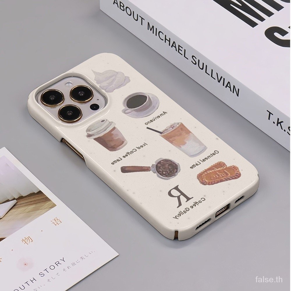 อาหารเช้ารูปแบบกาแฟป้องกันกรณีเหมาะสําหรับiphone 8Plus 15Pro 15ProMax 11 13ProMax XS 13Pro 12ProMax 12 14 Matteเคสโทรศัพท์11ProMaxซิลิโคนกันกระแทกเคสแข็ง14ProMax 15 Anti-drop 15Plus YDJR
