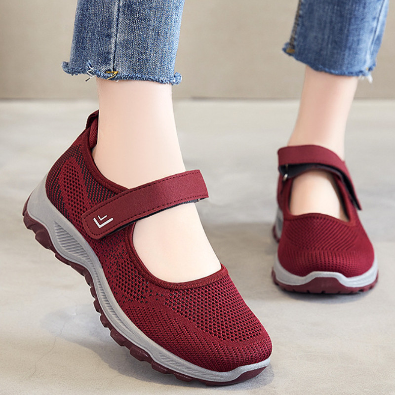 IELGY รองเท้าเดินตาข่ายหญิงสบาย ตีนตุ๊กแก แม่น้ําหนักเบา - รูปที่ 6