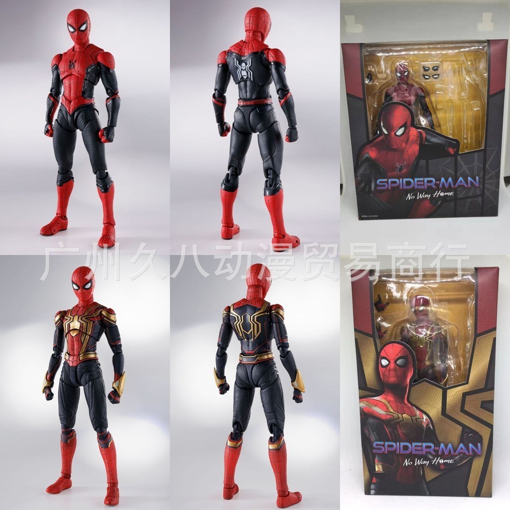Shf Avengers Hero 's Expedition Red Gold Red Black Iron Spider-Man Movable Model