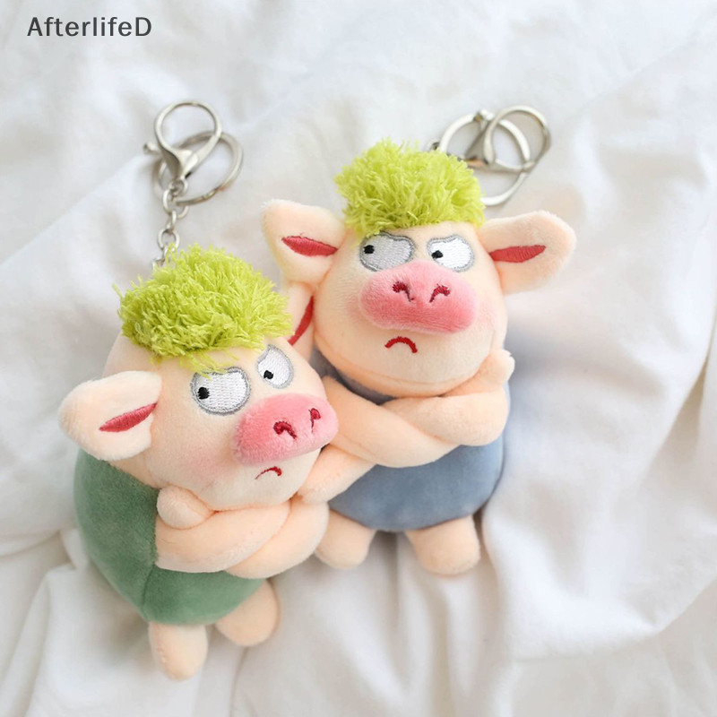 AF น่ารักสัตว์พวงกุญแจตลกผมสีเขียวตุ๊กตาสัตว์หมูโกรธตุ๊กตาจี้รถกระเป๋าเป้สะพายหลังตกแต่งนุ่มยัดไส้ของขวัญ A