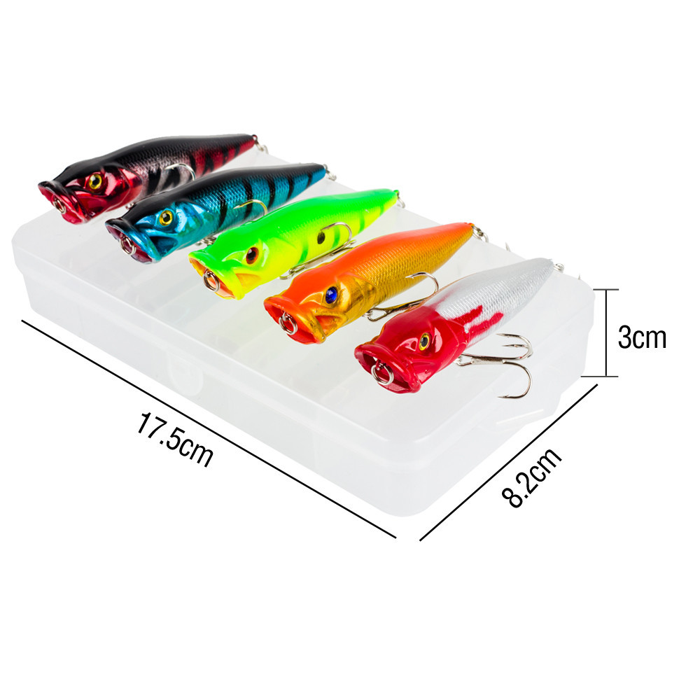 5pcs Fishing Lure 9 ซม./12.5G Popper Casting Lure ประดิษฐ์เหมือนจริง Topwater Swimbait Hard Fishing Lure พร้อมกล่อง ราคา ถูกที่สุด ดีลบีเคเค แกลเลอรีภาพที่ 2