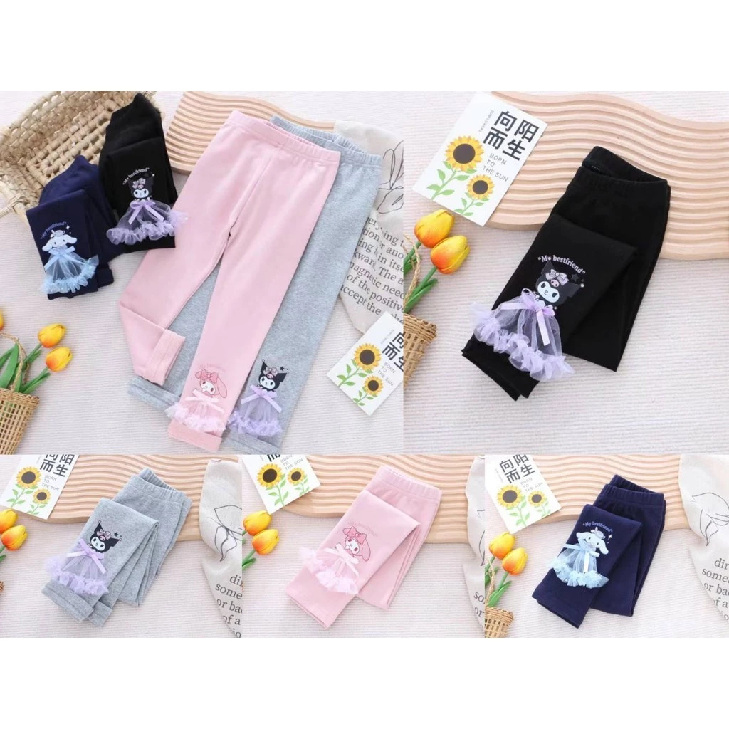 Kuromi Melody Cinnamoroll Sanrio กางเกงเลกกิ้ง สำหรับเด็กผู้หญิง สไตล์มินิมอล ผ้านุ่ม ยืดหยุ่นดี ใส่สบาย✨