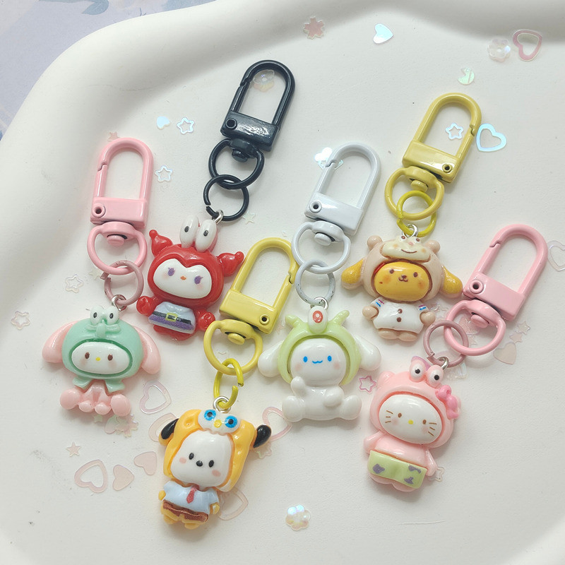 ฟองน้ํา Sanrio พวงกุญแจ Kuromi ของเล่นการ์ตูน My Melody กระเป๋าเป้สะพายหลังจี้สําหรับโทรศัพท์มือถือกระเป๋าจี้อุปกรณ์เสริม