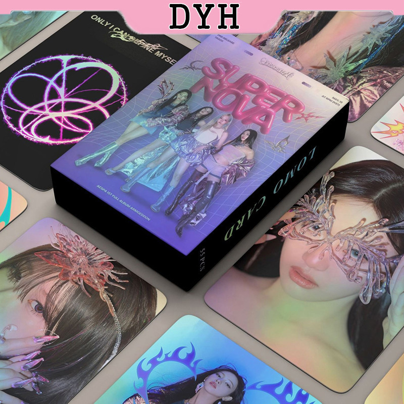 Dyh 55 ชิ ้ น/box aespa Laser Card Armageddon อัลบั ้ ม Photocard KPOP LOMO Card