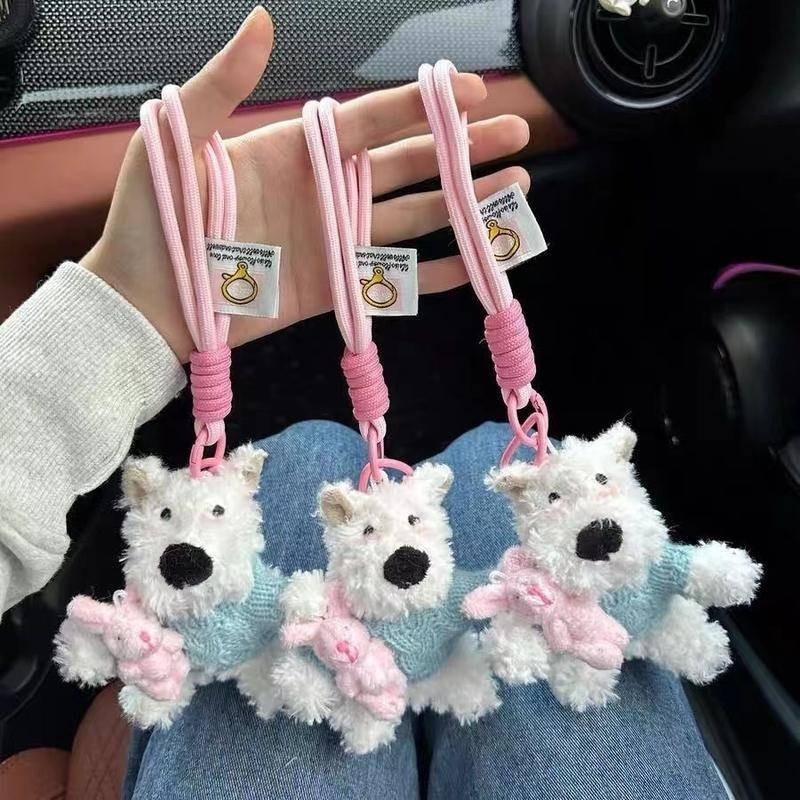 West Highland Scratchy Dog Plush จี้พวงกุญแจตุ๊กตาการ์ตูนน่ารักจี้ของขวัญสําหรับเพื่อนที่ดีที่สุดมิตรภาพคู่